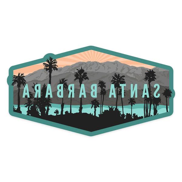 Santa Barbara Palms and Mountains Sticker