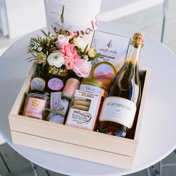 INDULGENT ROSÉ GIFT BOX on front porch